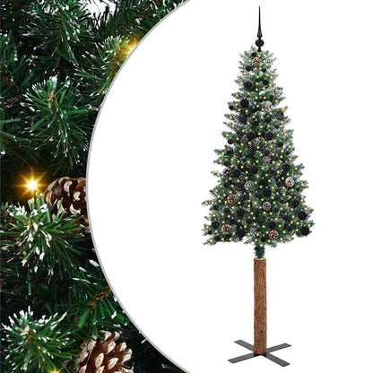Schlanker Weihnachtsbaum mit 300 LEDs mit Ständer Grün 210 cm