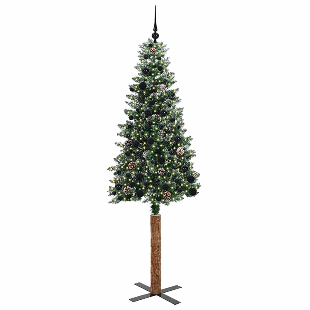 Schlanker Weihnachtsbaum mit 300 LEDs mit Ständer Grün 210 cm