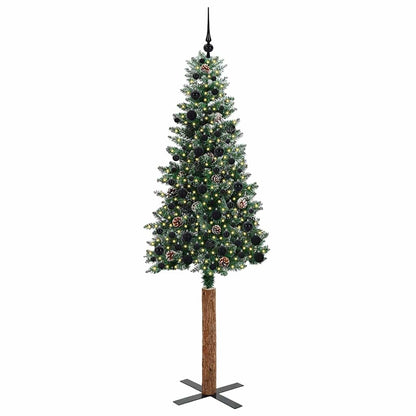 Schlanker Weihnachtsbaum mit 300 LEDs mit Ständer Grün 210 cm