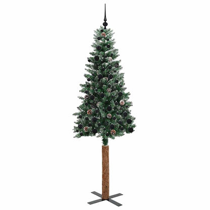 Schlanker Weihnachtsbaum mit 300 LEDs mit Ständer Grün 210 cm