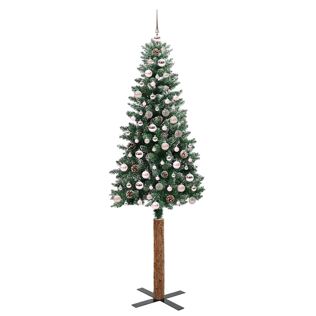 Schlanker Weihnachtsbaum mit 300 LEDs mit Ständer Grün 210 cm