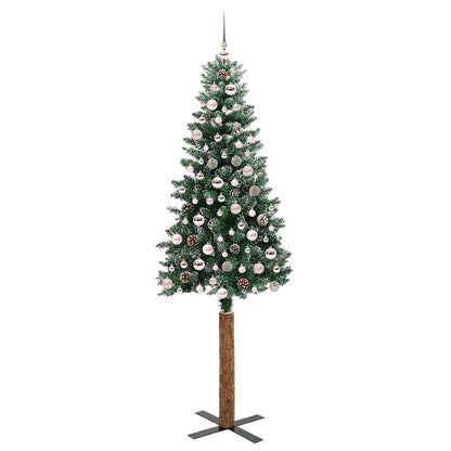Schlanker Weihnachtsbaum mit 300 LEDs mit Ständer Grün 210 cm