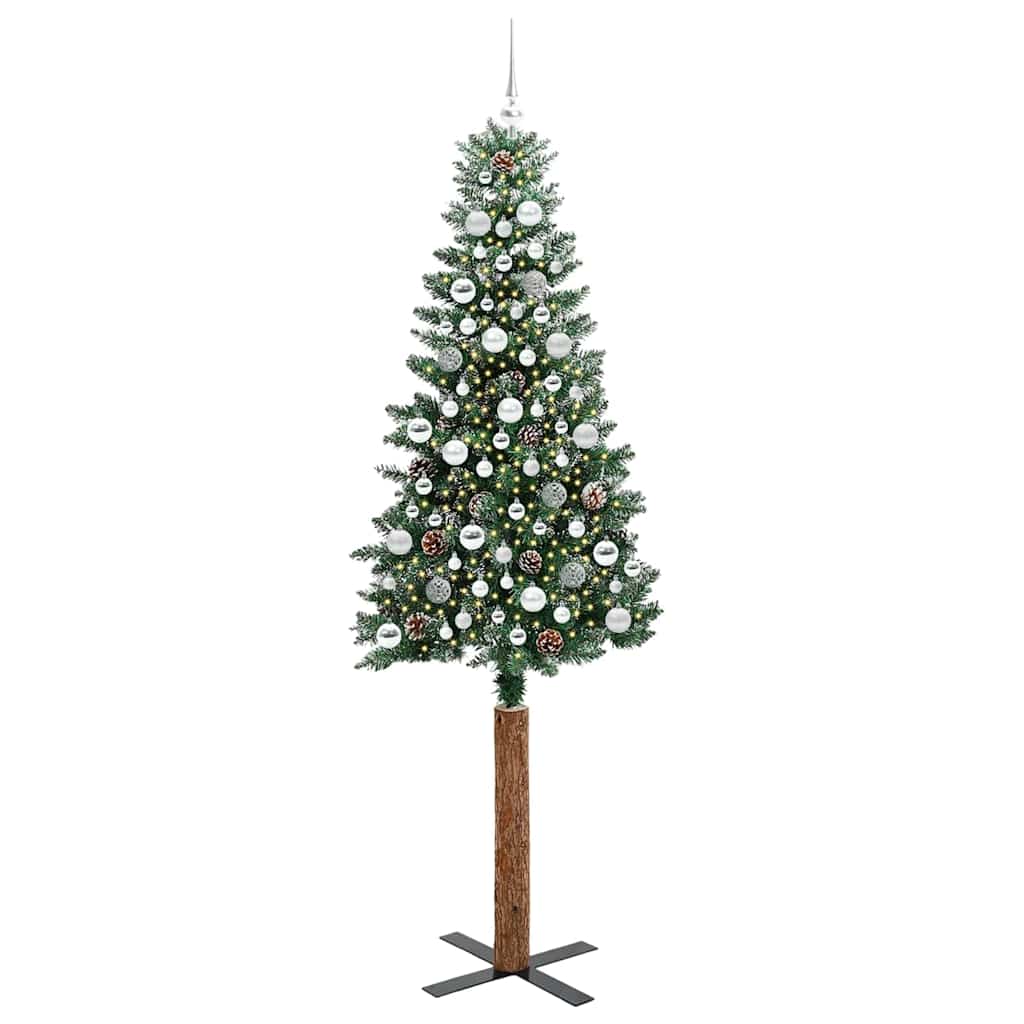 Schlanker Weihnachtsbaum mit 300 LEDs mit Ständer Grün 210 cm