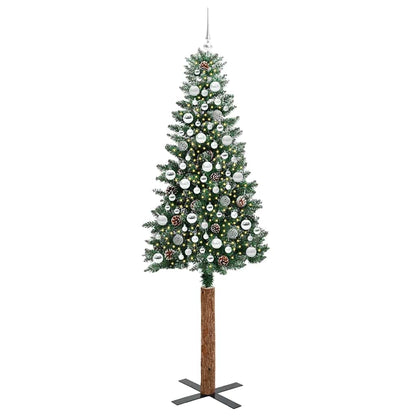 Schlanker Weihnachtsbaum mit 300 LEDs mit Ständer Grün 210 cm