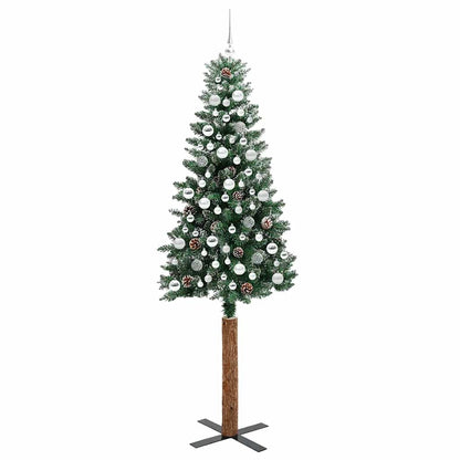 Schlanker Weihnachtsbaum mit 300 LEDs mit Ständer Grün 210 cm