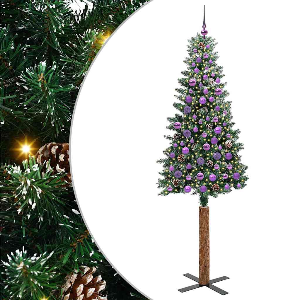 Schlanker Weihnachtsbaum mit 300 LEDs mit Ständer Grün 210 cm