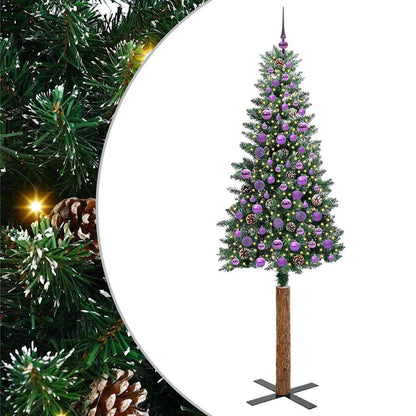 Schlanker Weihnachtsbaum mit 300 LEDs mit Ständer Grün 210 cm
