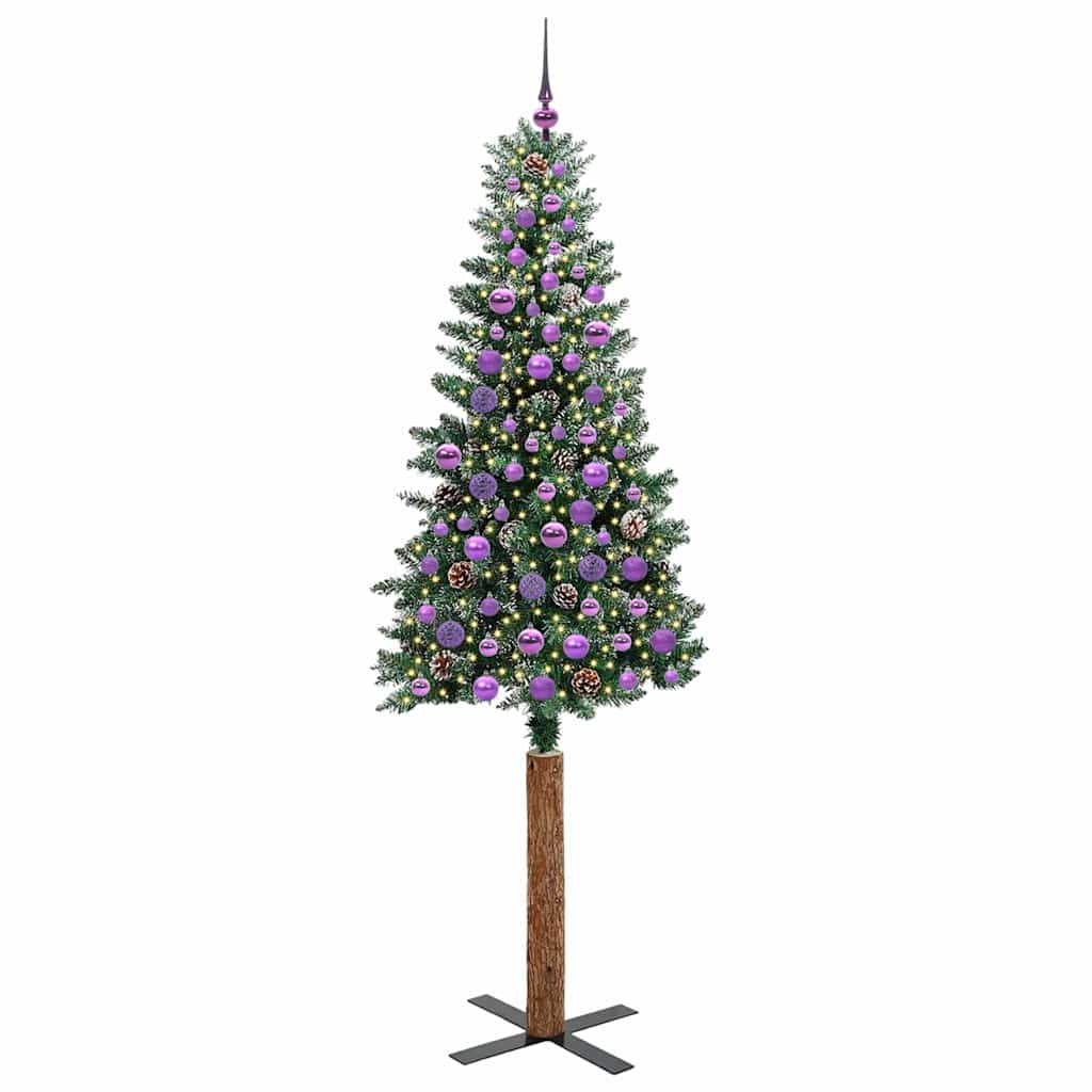 Schlanker Weihnachtsbaum mit 300 LEDs mit Ständer Grün 210 cm