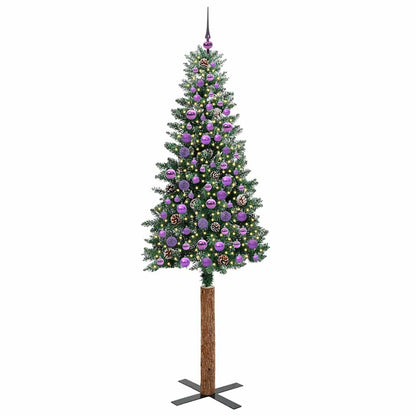 Schlanker Weihnachtsbaum mit 300 LEDs mit Ständer Grün 210 cm
