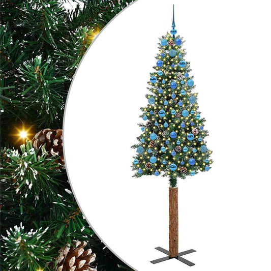 Schlanker Weihnachtsbaum mit 300 LEDs mit Ständer Grün 210 cm