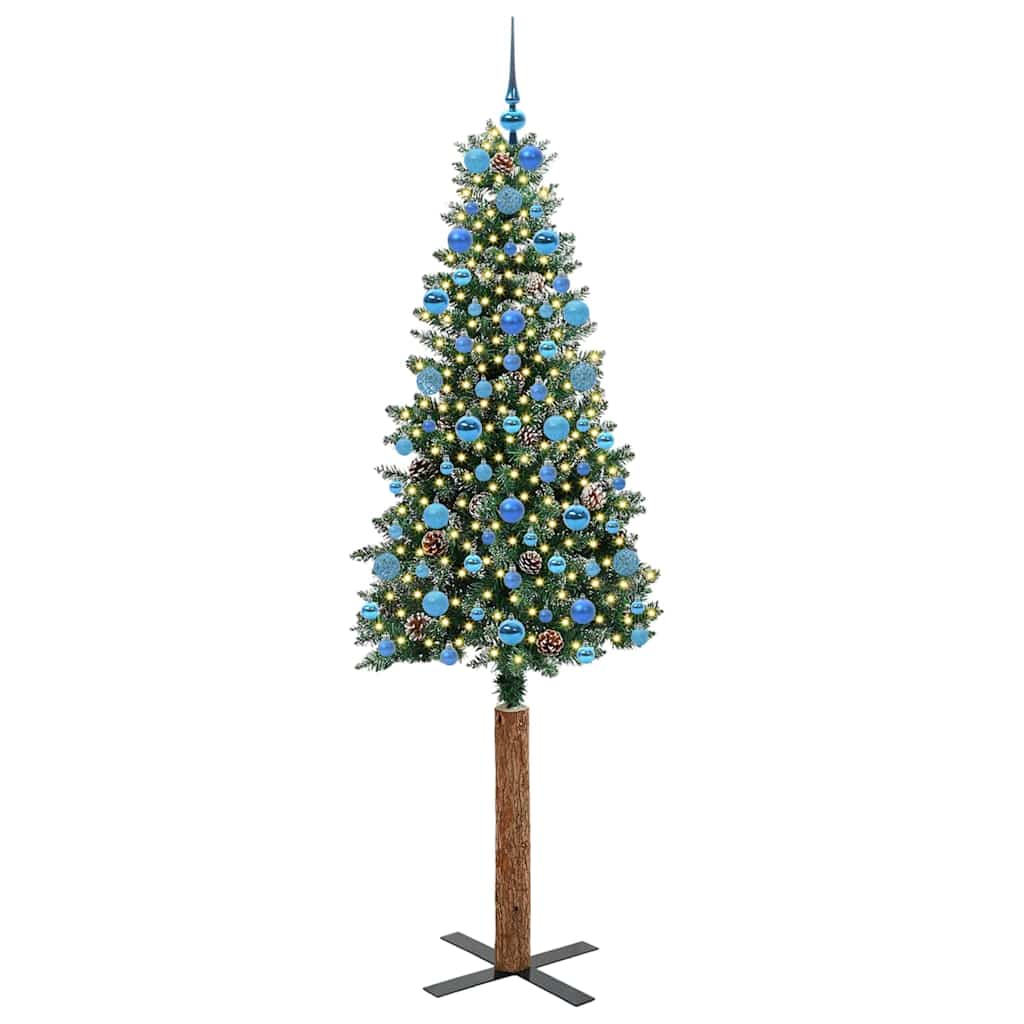 Schlanker Weihnachtsbaum mit 300 LEDs mit Ständer Grün 210 cm