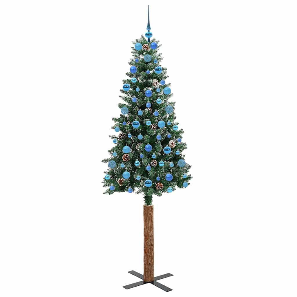 Schlanker Weihnachtsbaum mit 300 LEDs mit Ständer Grün 210 cm