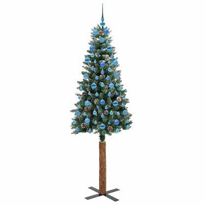 Schlanker Weihnachtsbaum mit 300 LEDs mit Ständer Grün 210 cm