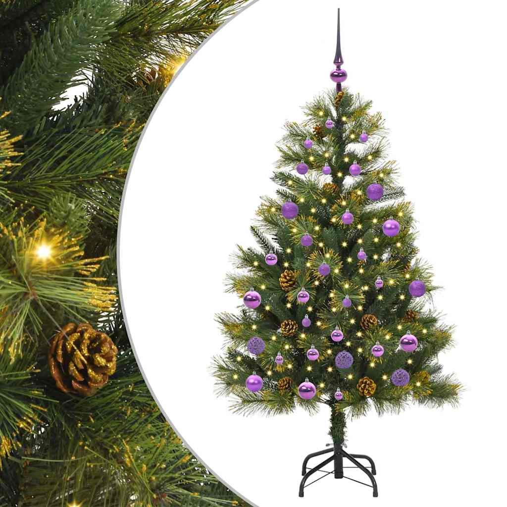 Künstlicher klappbarer Weihnachtsbaum mit Tannenzapfen 150 cm