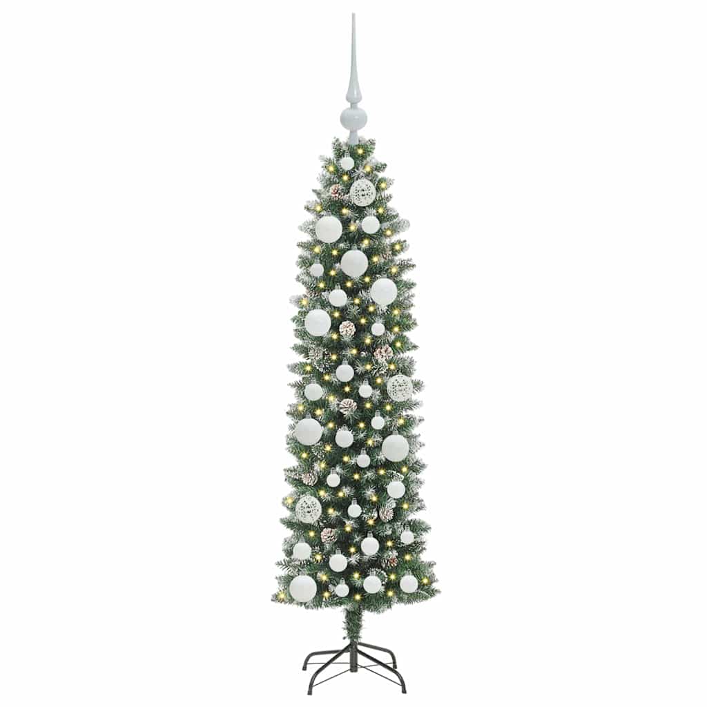 Künstlicher schlanker Weihnachtsbaum Grün und Weiß 120 cm