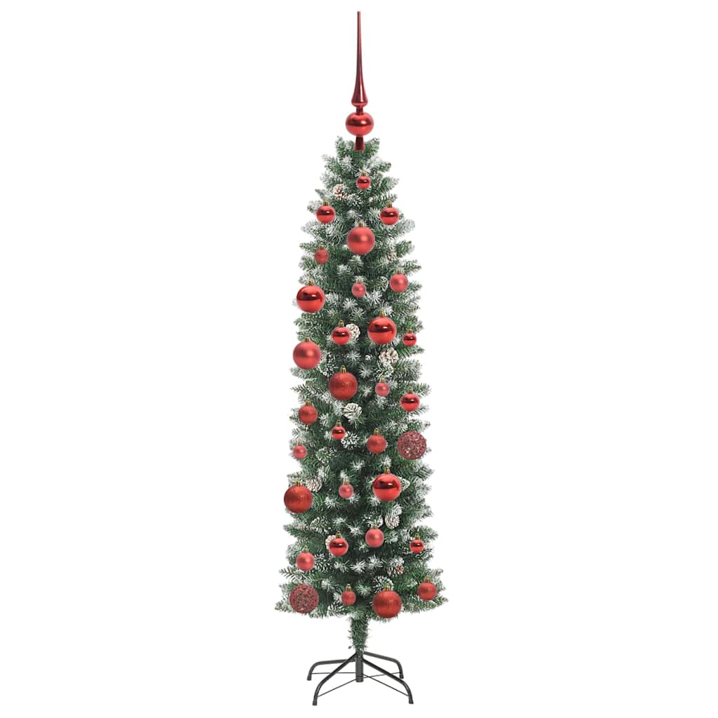 Künstlicher schlanker Weihnachtsbaum Grün und Weiß 150 cm