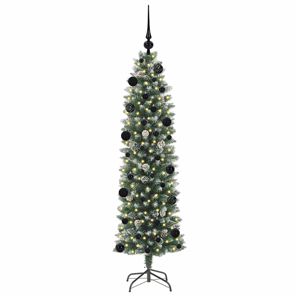 Künstlicher schlanker Weihnachtsbaum Grün und Weiß 150 cm