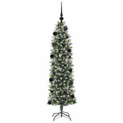 Künstlicher schlanker Weihnachtsbaum Grün und Weiß 150 cm