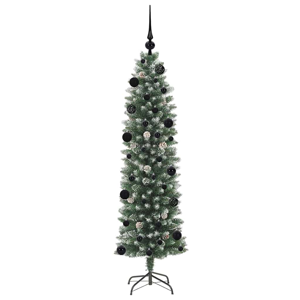 Künstlicher schlanker Weihnachtsbaum Grün und Weiß 150 cm