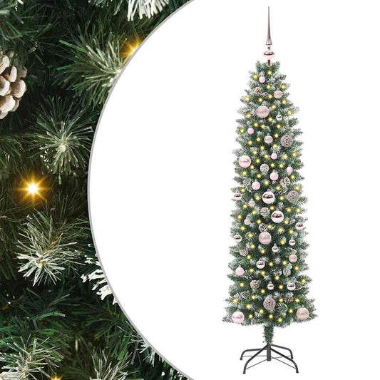Künstlicher schlanker Weihnachtsbaum Grün und Weiß 150 cm