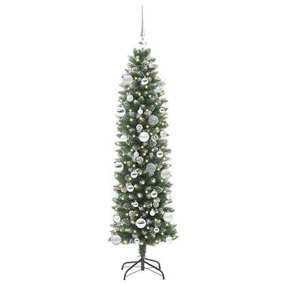 Künstlicher schlanker Weihnachtsbaum Grün und Weiß 150 cm