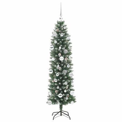 Künstlicher schlanker Weihnachtsbaum Grün und Weiß 150 cm