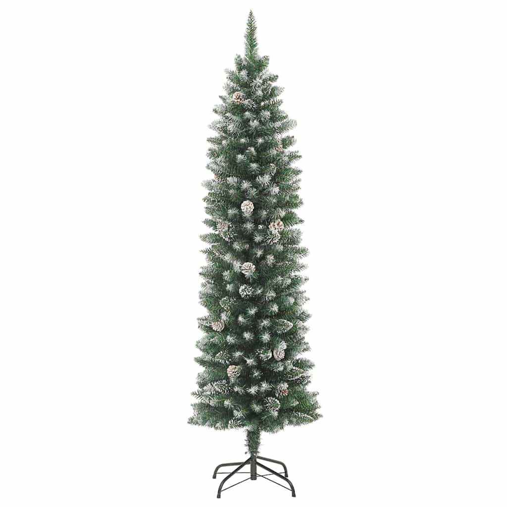 Künstlicher schlanker Weihnachtsbaum Grün und Weiß 150 cm