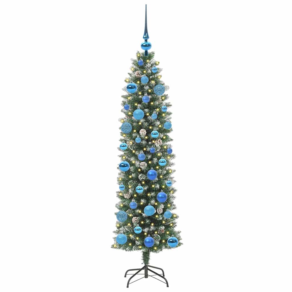 Künstlicher schlanker Weihnachtsbaum Grün und Weiß 150 cm