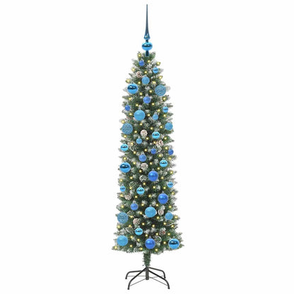Künstlicher schlanker Weihnachtsbaum Grün und Weiß 150 cm