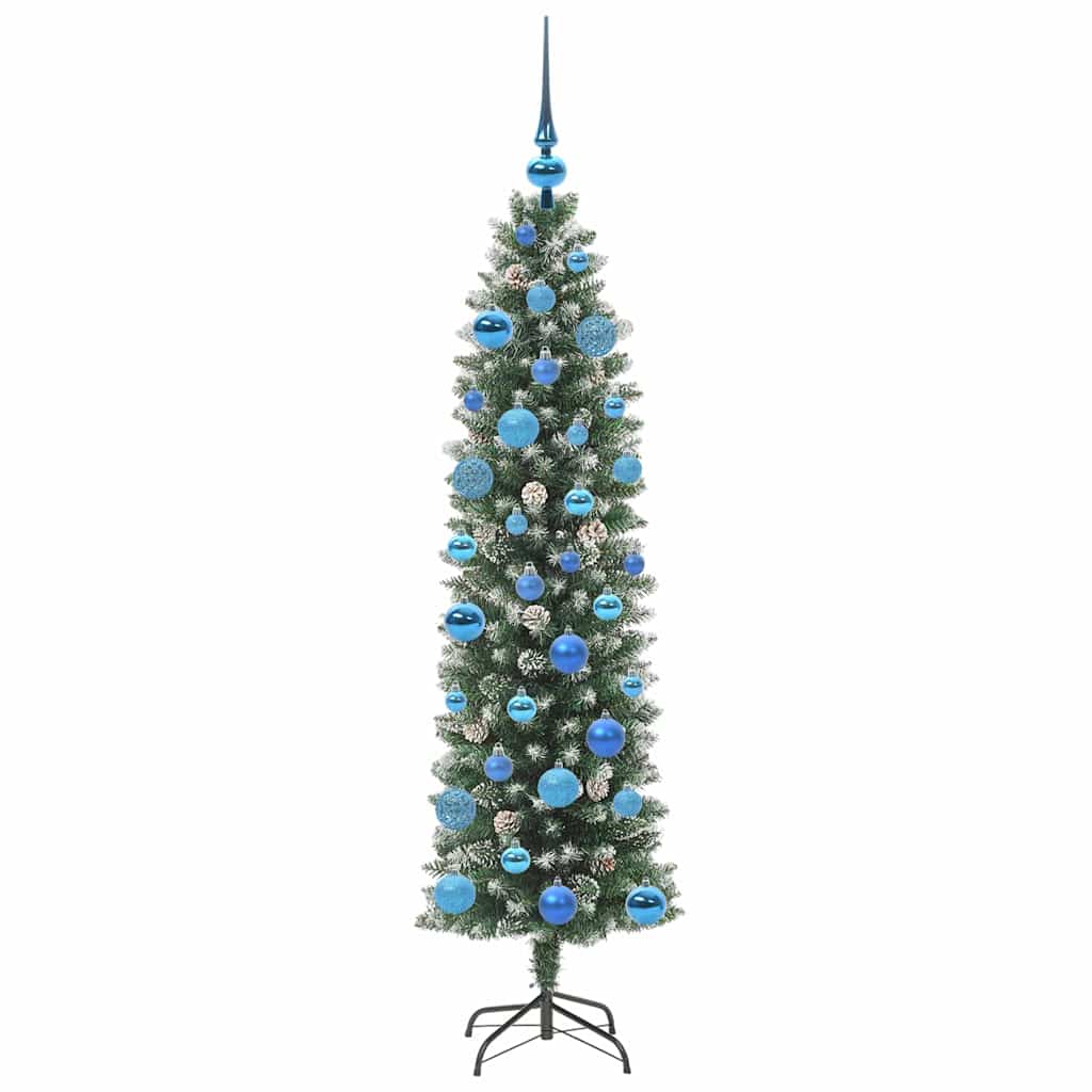 Künstlicher schlanker Weihnachtsbaum Grün und Weiß 150 cm