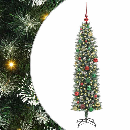 Künstlicher schlanker Weihnachtsbaum Grün und Weiß 150 cm