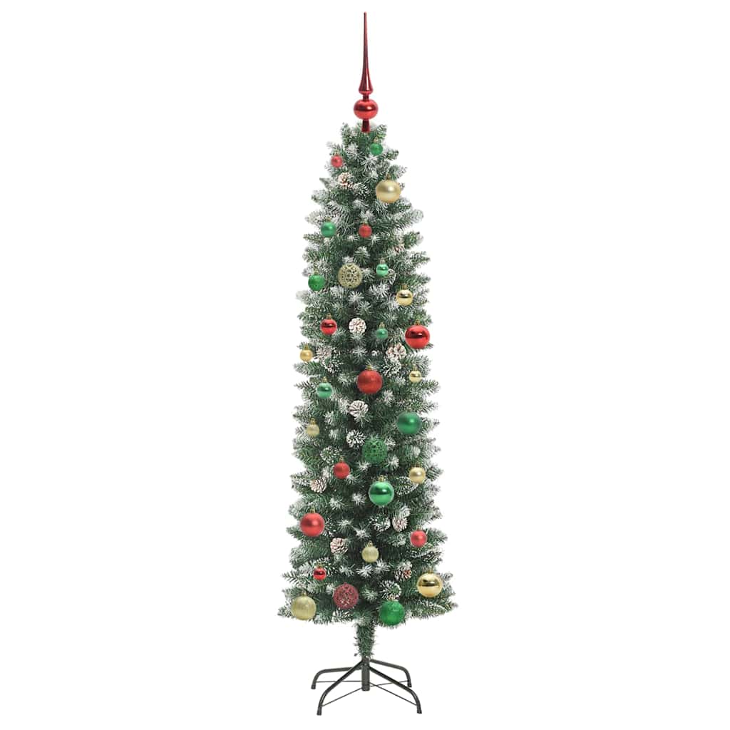 Künstlicher schlanker Weihnachtsbaum Grün und Weiß 150 cm