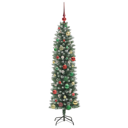 Künstlicher schlanker Weihnachtsbaum Grün und Weiß 150 cm