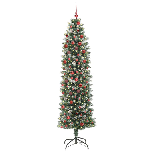 Künstlicher schlanker Weihnachtsbaum Grün und Weiß 210 cm