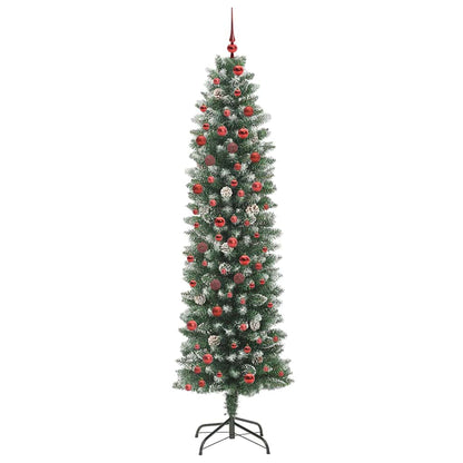 Künstlicher schlanker Weihnachtsbaum Grün und Weiß 210 cm