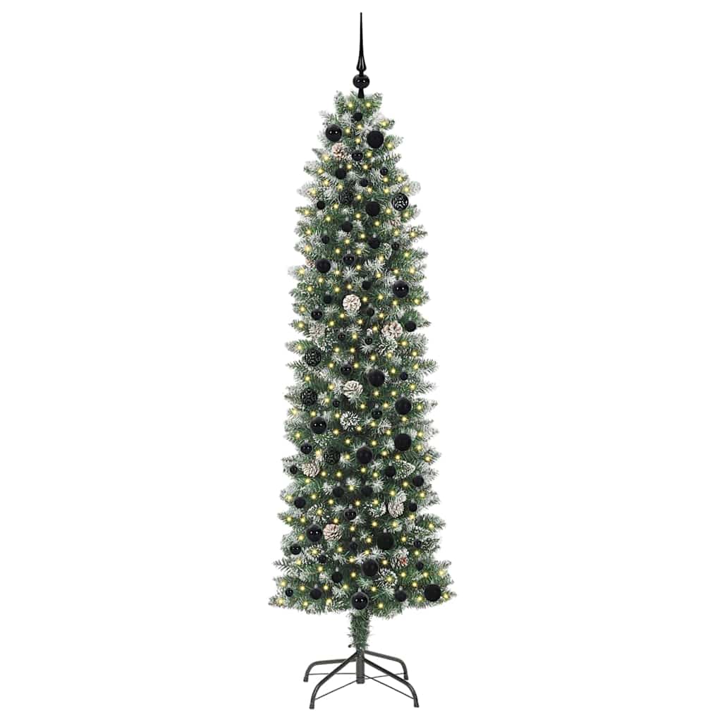 Künstlicher schlanker Weihnachtsbaum Grün und Weiß 210 cm