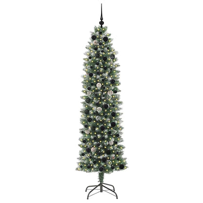 Künstlicher schlanker Weihnachtsbaum Grün und Weiß 210 cm