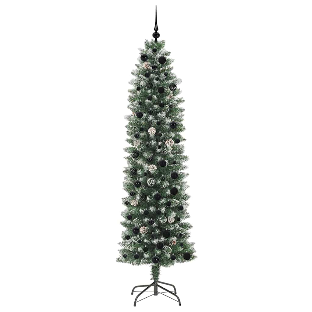 Künstlicher schlanker Weihnachtsbaum Grün und Weiß 210 cm