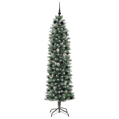 Künstlicher schlanker Weihnachtsbaum Grün und Weiß 210 cm
