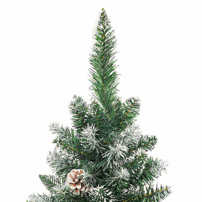Künstlicher schlanker Weihnachtsbaum Grün und Weiß 210 cm