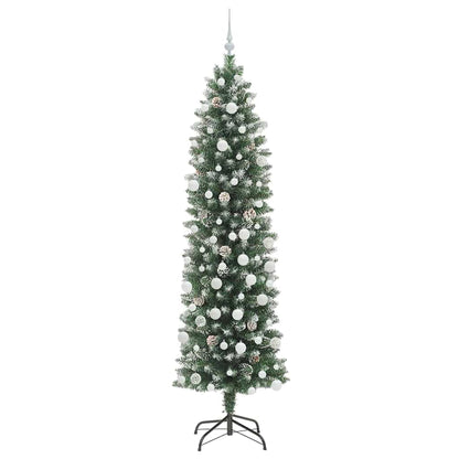 Künstlicher schlanker Weihnachtsbaum Grün und Weiß 210 cm