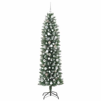 Künstlicher schlanker Weihnachtsbaum Grün und Weiß 210 cm