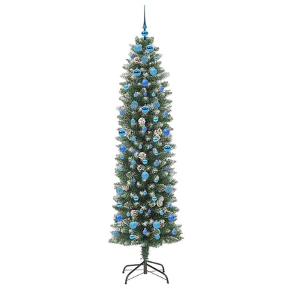 Künstlicher schlanker Weihnachtsbaum Grün und Weiß 210 cm