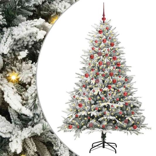 Künstlicher vorbeleuchteter Weihnachtsbaum mit Kugelset Grün