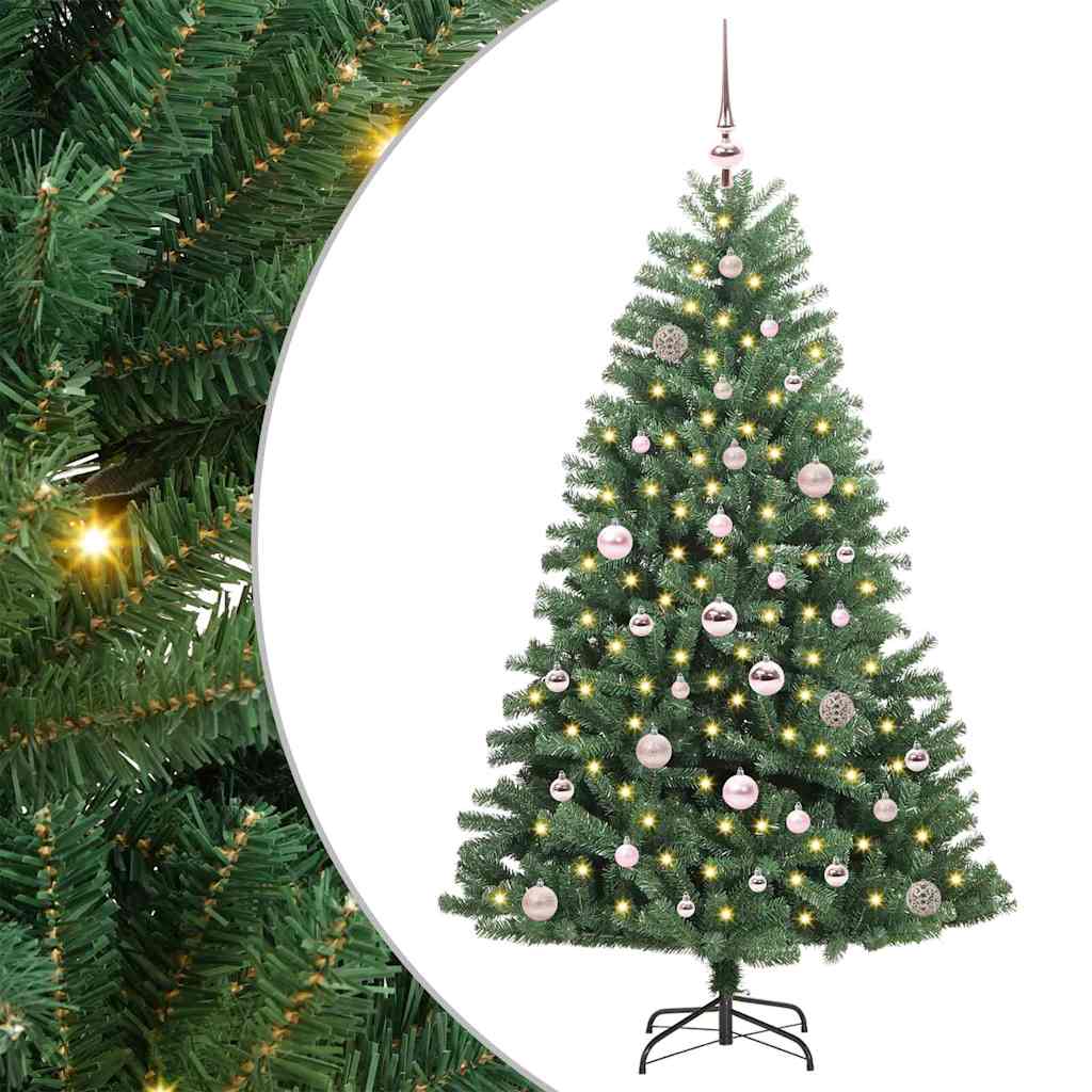 Künstlicher klappbarer Weihnachtsbaum mit 150 LEDs Grün 150 cm