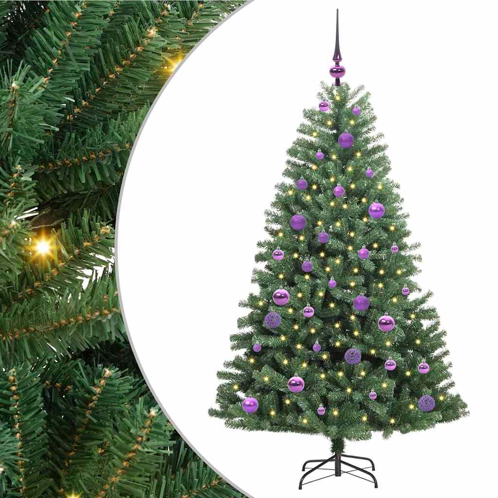 Künstlicher klappbarer Weihnachtsbaum mit 150 LEDs Grün 150 cm