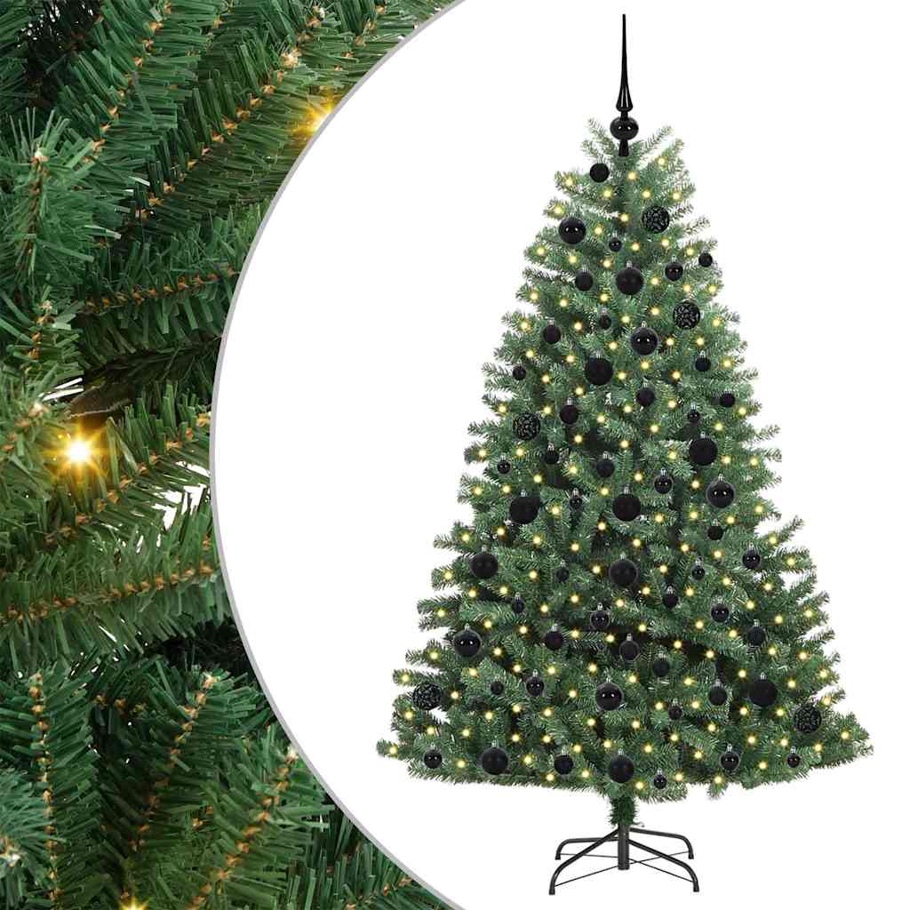 Künstlicher klappbarer Weihnachtsbaum mit 300 LEDs Grün 180 cm