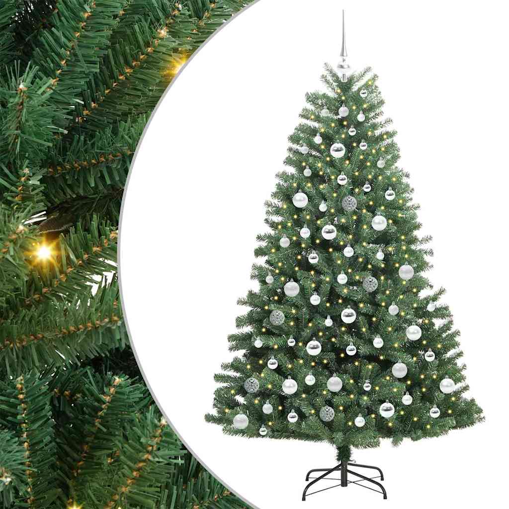 Künstlicher klappbarer Weihnachtsbaum mit 300 LEDs Grün 180 cm