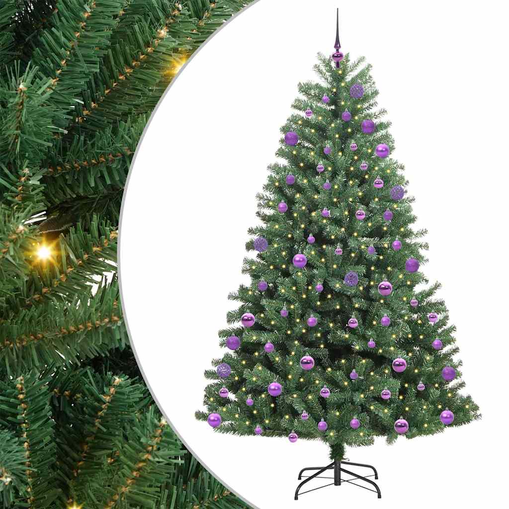 Künstlicher klappbarer Weihnachtsbaum mit 300 LEDs Grün 180 cm