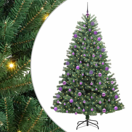 Künstlicher klappbarer Weihnachtsbaum mit 300 LEDs Grün 180 cm